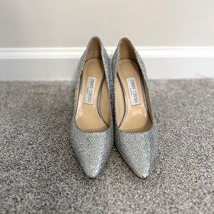 Jimmy Choo Size 37.5 Silver Heels